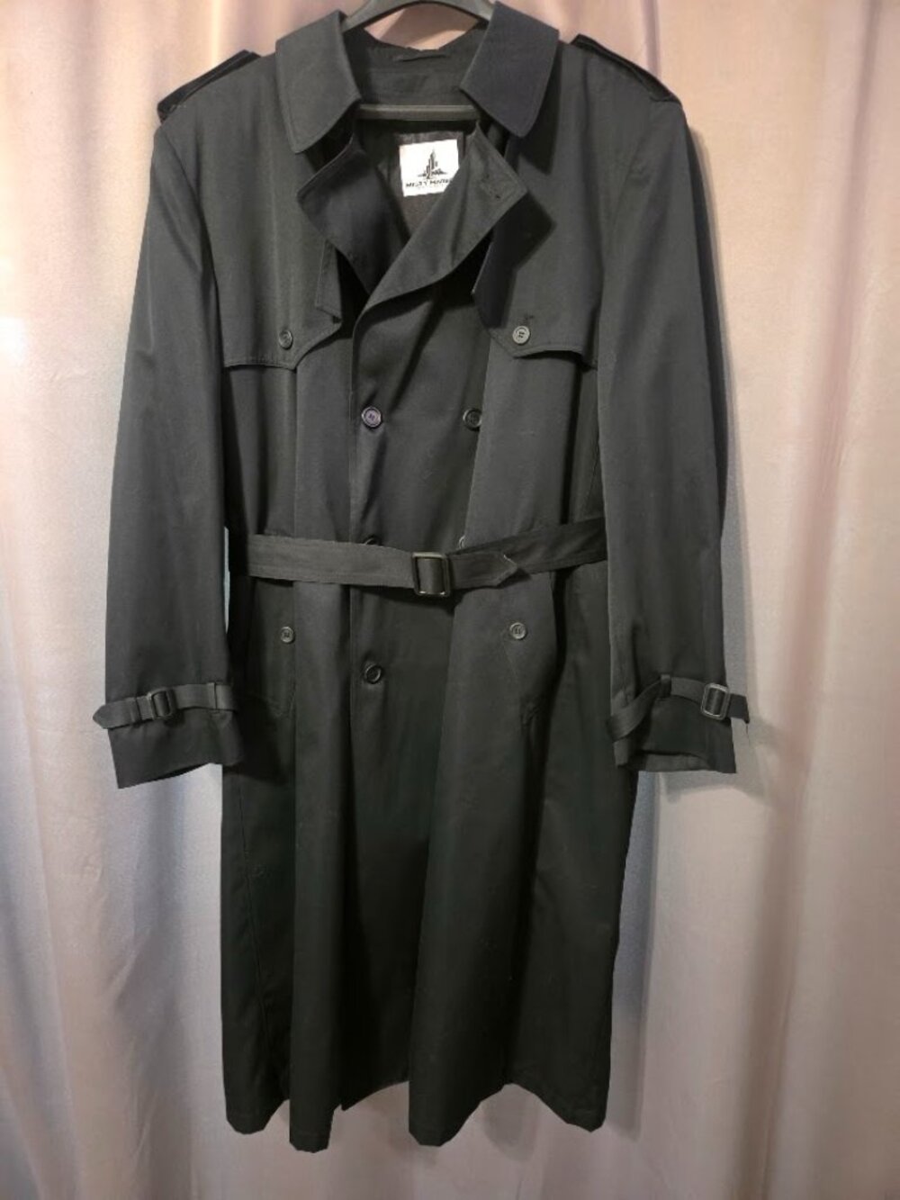 Classic Black Misty Harbor Trench Coat - Size 50 X-Long